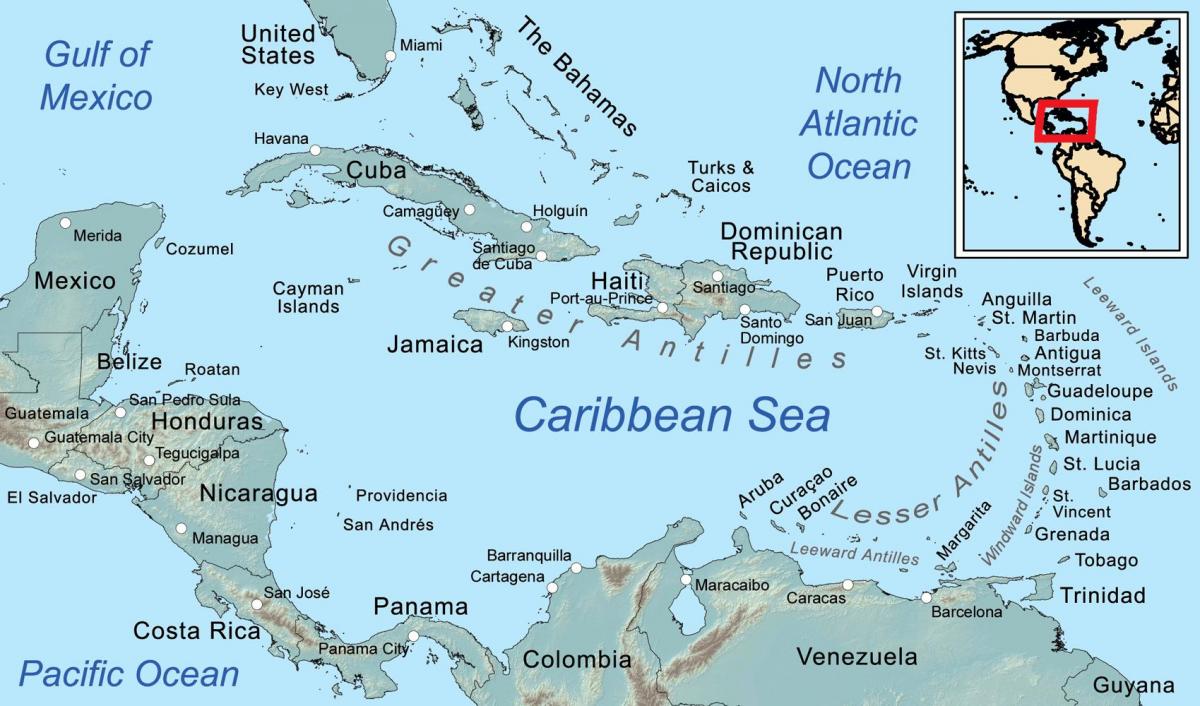zemljevid jamajka in okoliške otoke