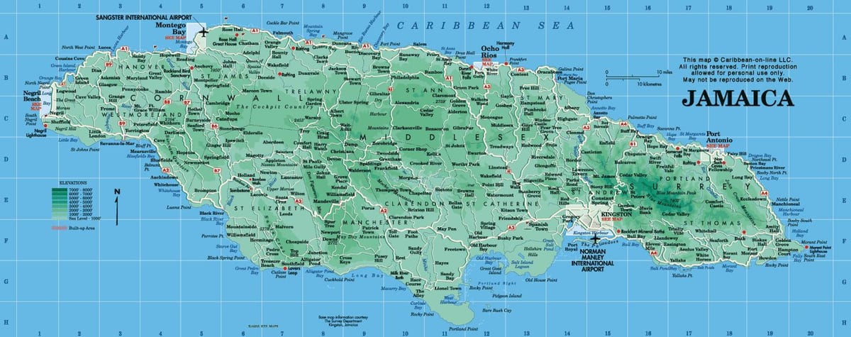 geografski zemljevid jamajka