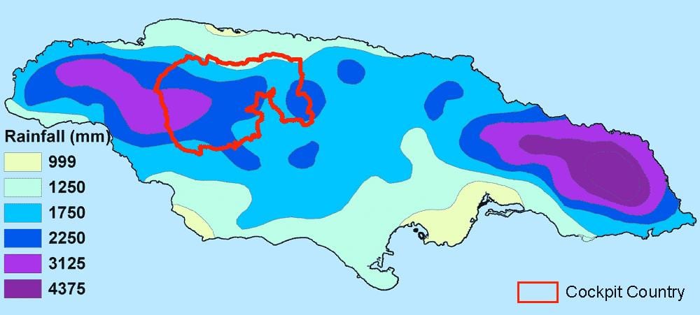 Zemljevid jamajka podnebje
