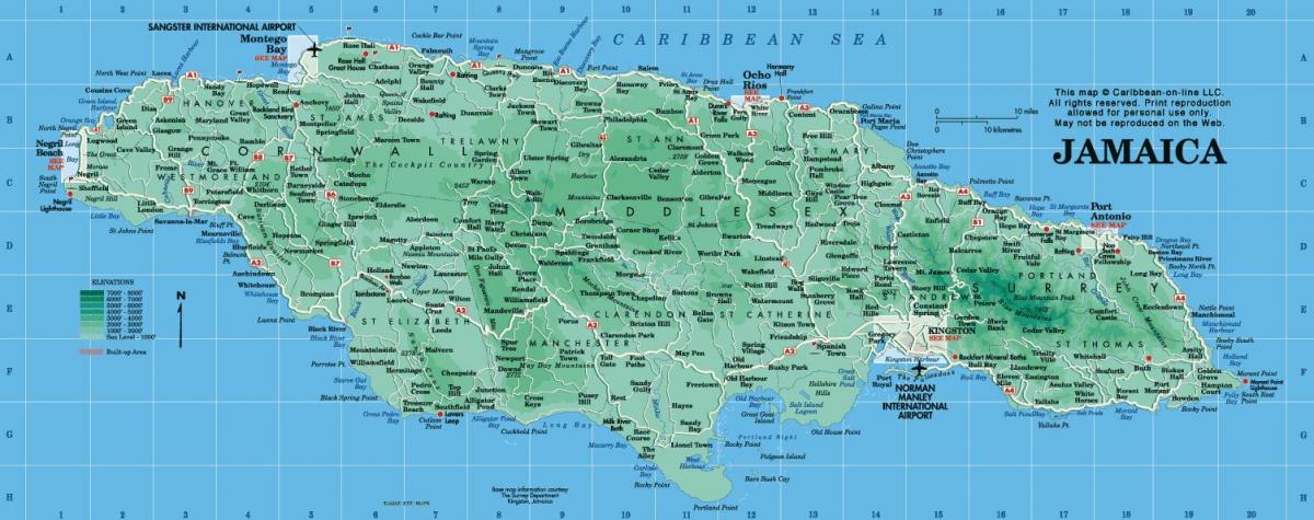 Zemljevid runaway bay jamajka